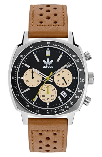 Adidas Originals Men's Master Originals One Chrono Stainless Steel & Leather Strap Watch/44mm In Tan