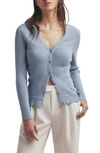 Favorite Daughter The Lena Bustier Rib Cardigan In Sky Blue