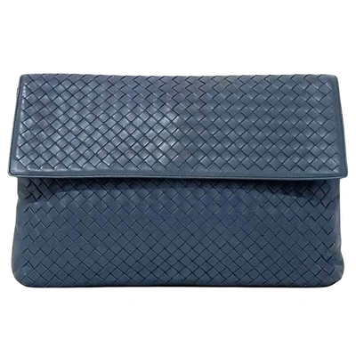 Bottega Veneta Intrecciato Blue Leather Clutch Bag ()