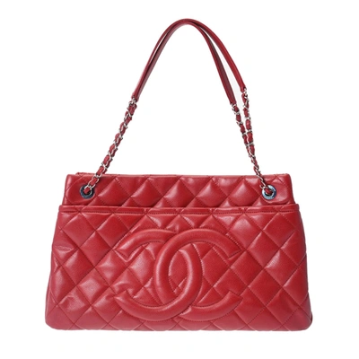 Pre-owned Chanel Shopping Red Leather Tote Bag ()