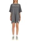 Golden Goose Logo-print Short-sleeved T-shirt Dress In Charcoal