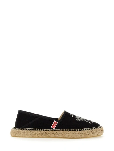 Kenzo Elephant-motif Canvas Espadrilles In Black