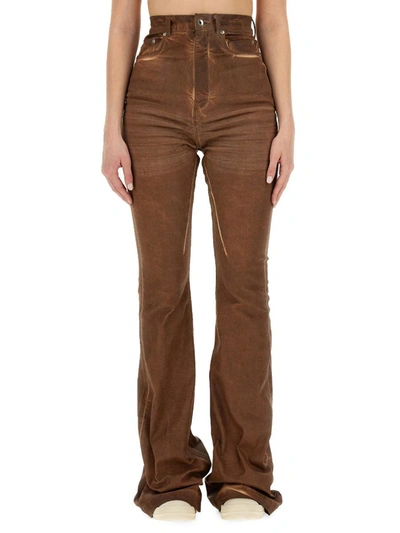 Rick Owens Drkshdw Bolan High-waisted Flared Jeans In Brown
