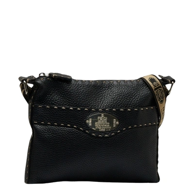 Fendi Selleria Black Leather Shopper Bag ()