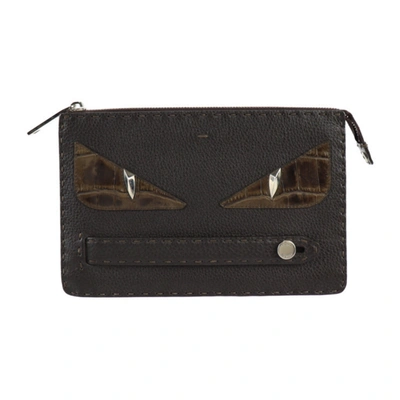 Fendi Selleria Brown Leather Clutch Bag ()