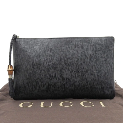 Gucci Bamboo Black Leather Clutch Bag ()