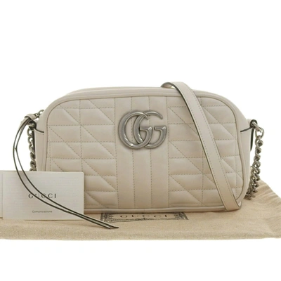 Gucci Gg Marmont White Leather Shoulder Bag ()