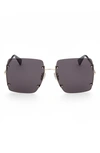 Max Mara 60mm Geometric Sunglasses In Gold / Smoke