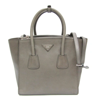 Prada Grey Leather Tote Bag ()