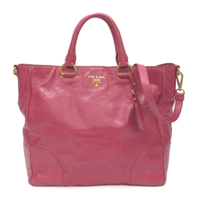 Prada Vitello Leather Tote Bag () In Pink