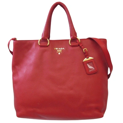 Prada Vitello Leather Tote Bag () In Red