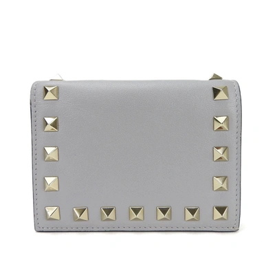 Valentino Garavani Rockstud Grey Leather Wallet  ()