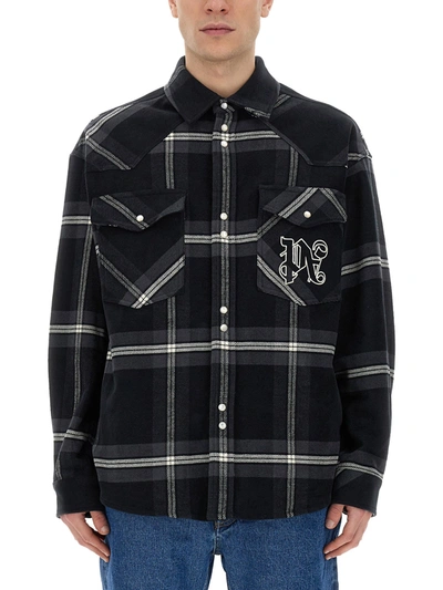 Palm Angels Monogram Shirt In Antracite