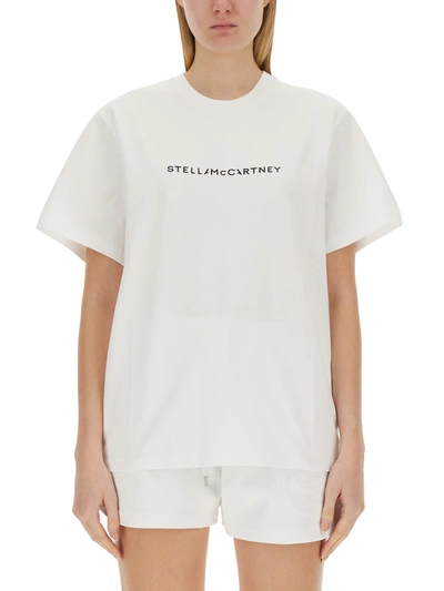 Stella Mccartney T-shirt With Logo In Bianco