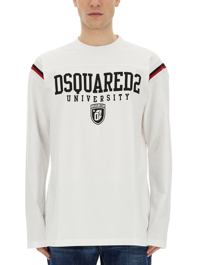 Dsquared2 Sweatshirt With Logo In Bianco