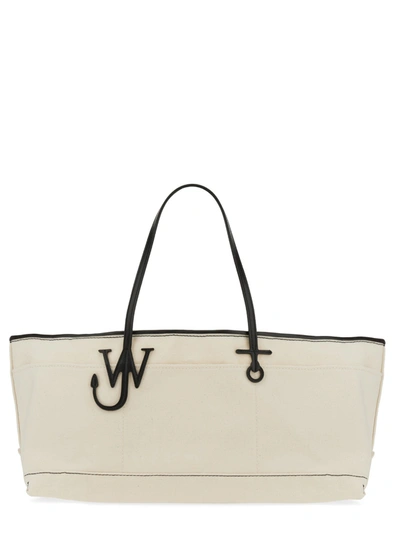 Jw Anderson J.w. Anderson Stretch Anchor Canvas Tote Bag In Bianco