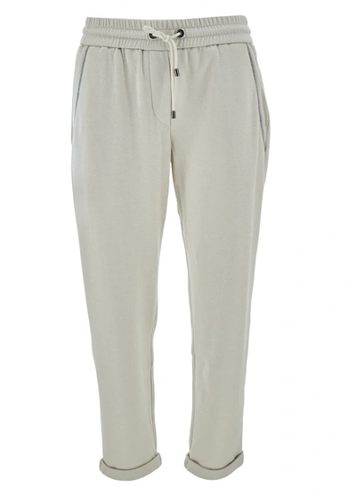 Brunello Cucinelli Sport Cotton Silk Pants In Beige