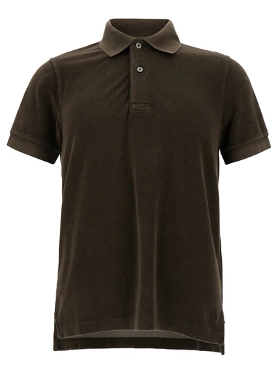 Tom Ford Polo Toweling In Brown