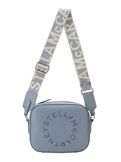 Stella Mccartney Mini Camera Bag With Logo In Celeste