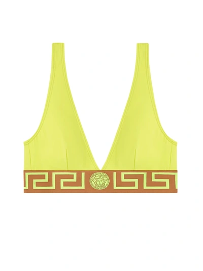 Versace Fluoro Bikini Top In Yellow
