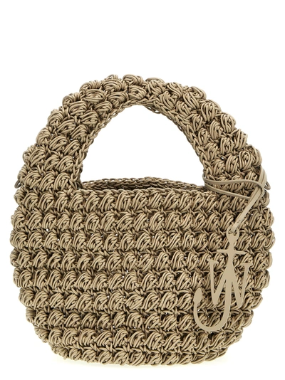 Jw Anderson Popcorn Basket Top-handle Bag In Gray