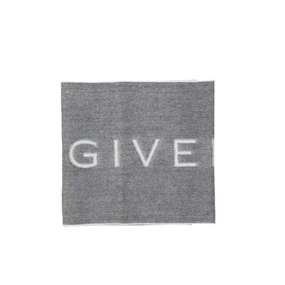 Givenchy Wool Logo Scarf In Gray