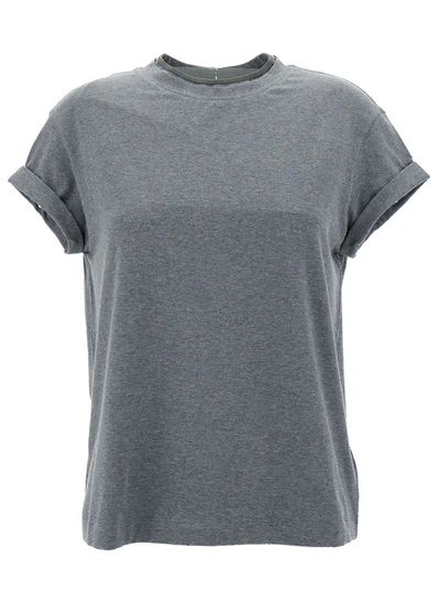 Brunello Cucinelli T-shirt Jersey Rasato Stretch In Grey