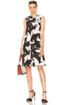 VALENTINO VALENTINO BUTTERFLY PRINT CREPE DE CHINE SLEEVELESS DRESS IN ABSTRACT,BLACK,FLORAL,NB3VAE653EA