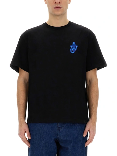 Jw Anderson J.w. Anderson Black And Blue Cotton T-shirt In Nero