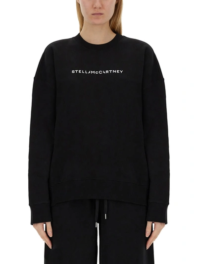 Stella Mccartney Logo Printed Crewneck Sweatshirt In Black