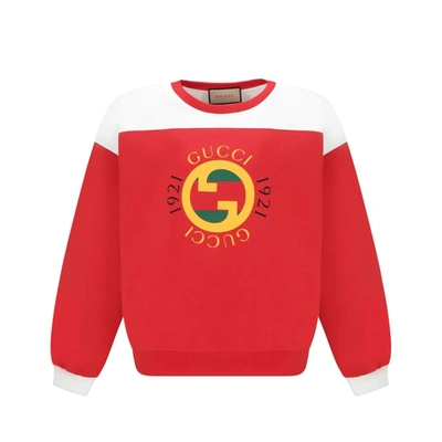 Gucci Man Two-tone Jersey Sweatshirt In Red