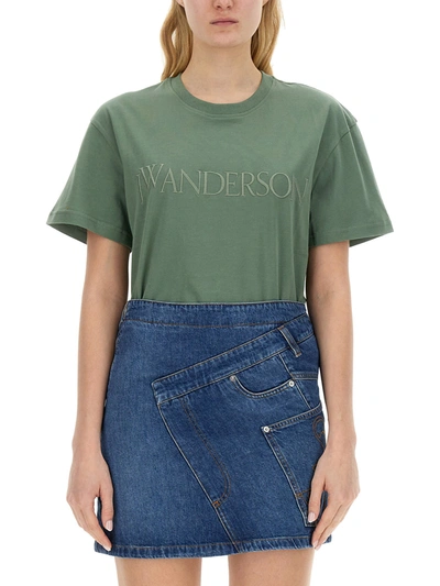 Jw Anderson J.w. Anderson T-shirt With Logo In Verde