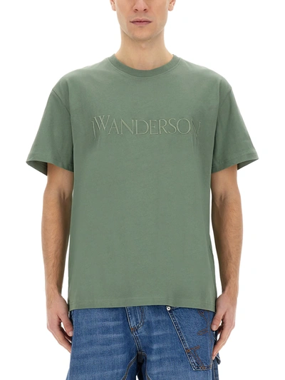 Jw Anderson J.w. Anderson Logo Embroidery T-shirt In Verde
