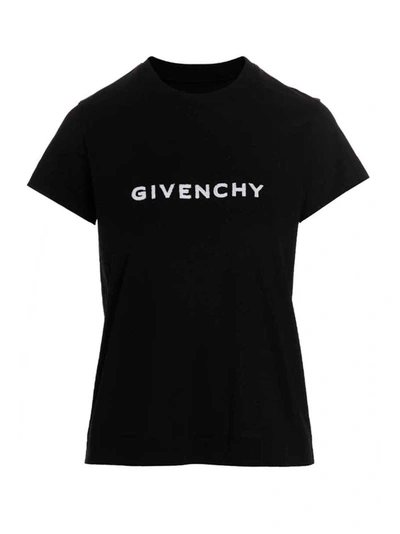 Givenchy Women Velvet Logo T-shirt In White/black