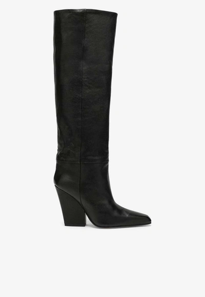 Paris Texas 100 High-knee Leather Boots In Black
