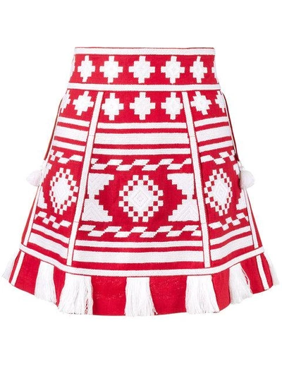 Vita Kin Croatia Embroidered Linen Mini Skirt In Red