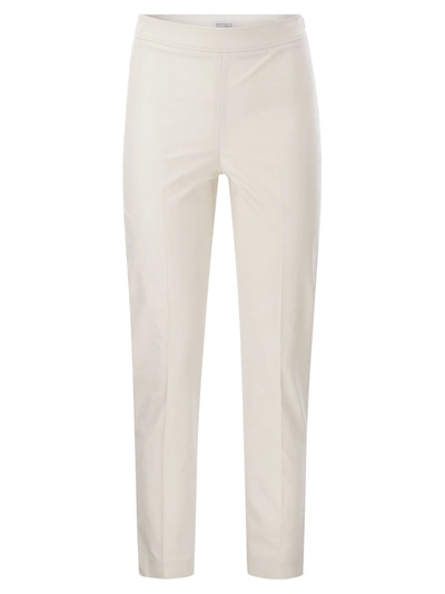 Brunello Cucinelli Cropped Pleated Cotton-blend Twill Tapered Pants In White