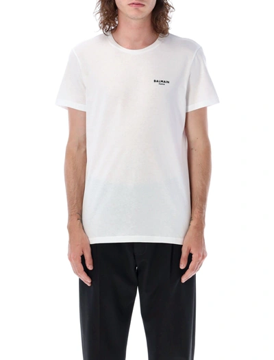 Balmain Mini Logo T-shirt In Bianco Nero