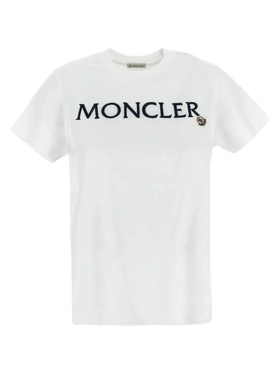 Moncler Logo T-shirt In Bianco