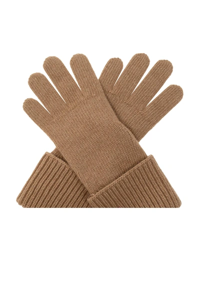 Dsquared2 Logo Plaque Knitted Gloves In Biscotto