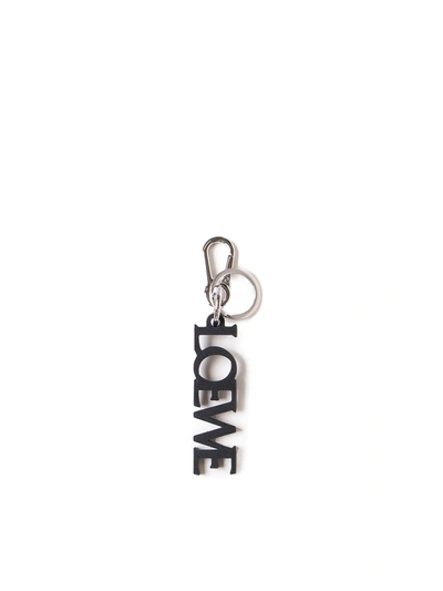 Loewe Metal And Calfskin Keyring In Black