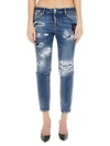 Dsquared2 Distressed Cropped Jeans In Blu