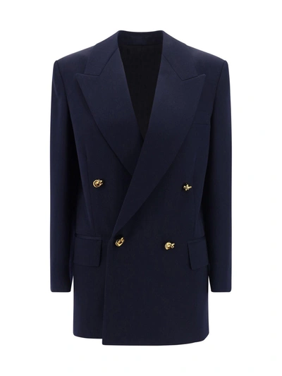 Bottega Veneta Double-breasted Blazer Jacket In Blue