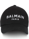 BALMAIN BALMAIN BLACK BASEBALL CAP WITH CONTRASTING LOGO IN COTTON WOMAN