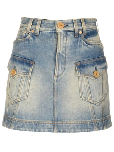 BALMAIN BALMAIN A-LINE MINI DENIM SKIRT