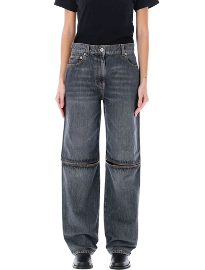 Jw Anderson Cutout High-rise Straight-leg Jeans In Grey