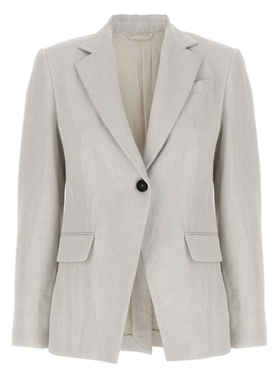 Brunello Cucinelli Single-breasted Blazer In Gray