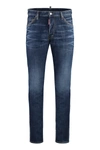 Dsquared2 Straight Leg Stretch Denim Jeans With Vintage Finish In Navy Blue