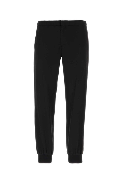 Prada Logo Plaque Jogging Pants In Nero