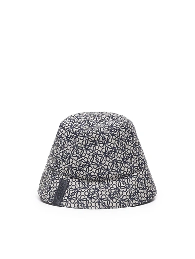 Loewe Reversible Anagram Bucket Hat In Navy/black